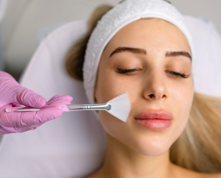 Chemical Peel Face Treatment with Retinol Serum.